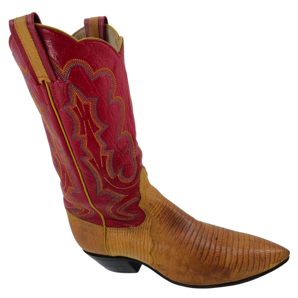 Stunning Womens 8c Smiths Aspen Honey Brown Lizard Cowboy Western Boots Exotic